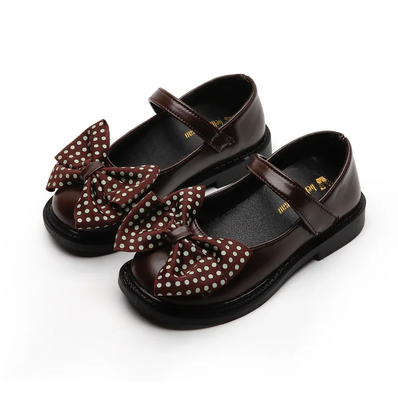 

Children elegant leather shoes 2021 autumn new girls bow princess shoes little girls