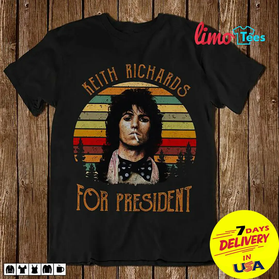 

Keith Richards For President Sunset Black Shirt 2019 Unisex Tees