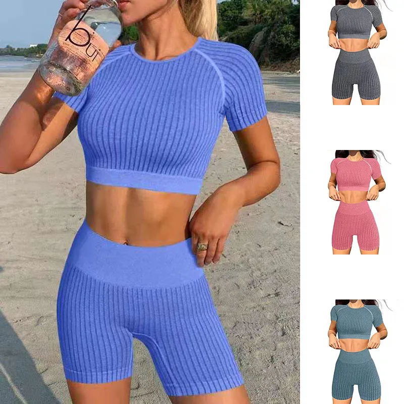 

Sports Top Tights Fitness Shorts Yoga Clothes Knitted Yoga Suit Women