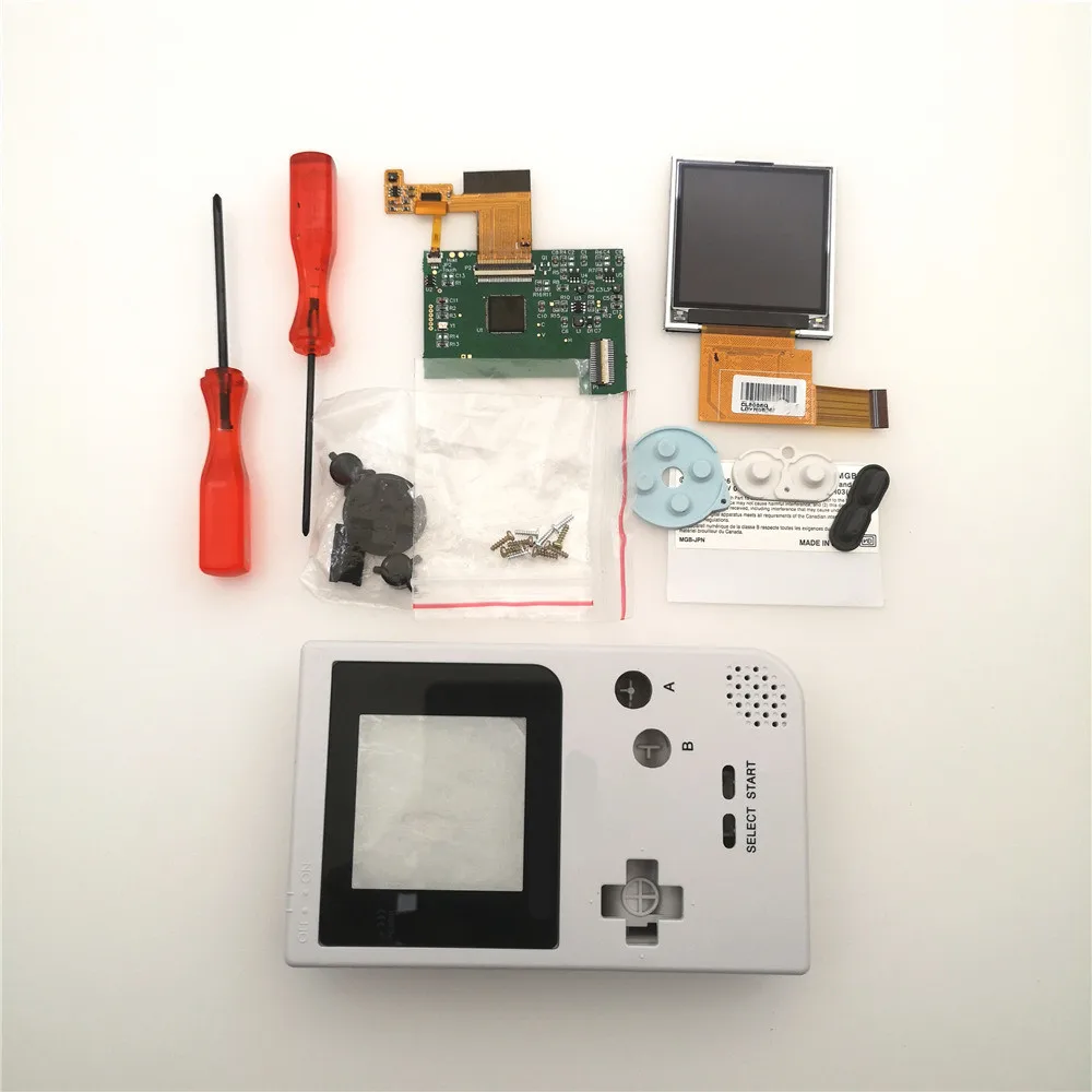White Diy части GBP ЖК-экран наборы Консоль оболочка чехол кнопки для игры мальчик карманная подсветка 5 уровней яркость отвертки - Цвет: White