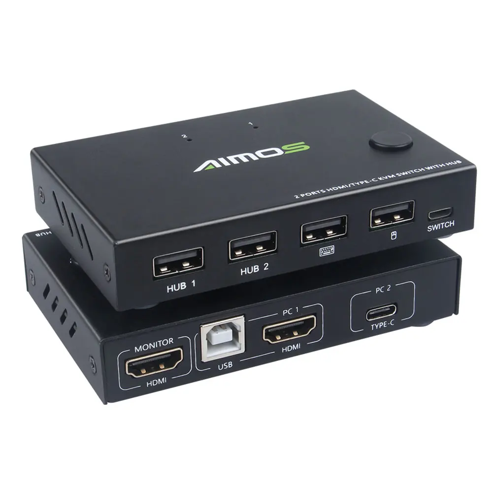

AIMOS AM-KVM 201TC 2-в-1 HDMI-совместимый/USB KVM переключатель Поддержка HD 2K * 4K 2 узлов Share 1 монитор/Набор клавиатуры мыши 2 PC Sharin