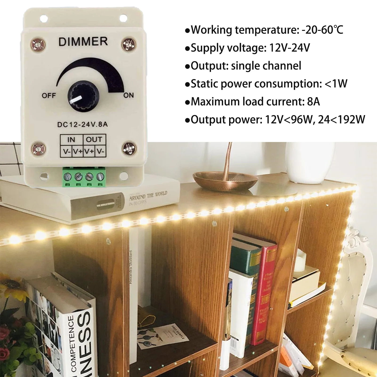 

Durable Manual Knob Dimmer 12-24V LED Light Bar Dimmer 8A LED Monochrome Modulator Plastic Switch