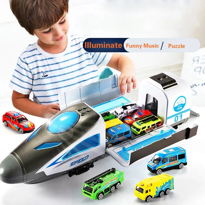 

New 13Pcs Children's Train Toys Large-scale Receivable Simulation Track Puzzle Early Teaching Fun Car Model Inertial Light Music