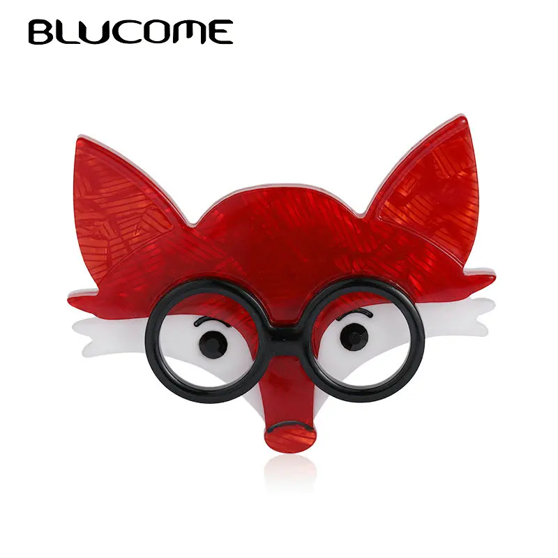 Женская/Детская брошь в форме лисы Blucome черная акриловая брошка мультфильм