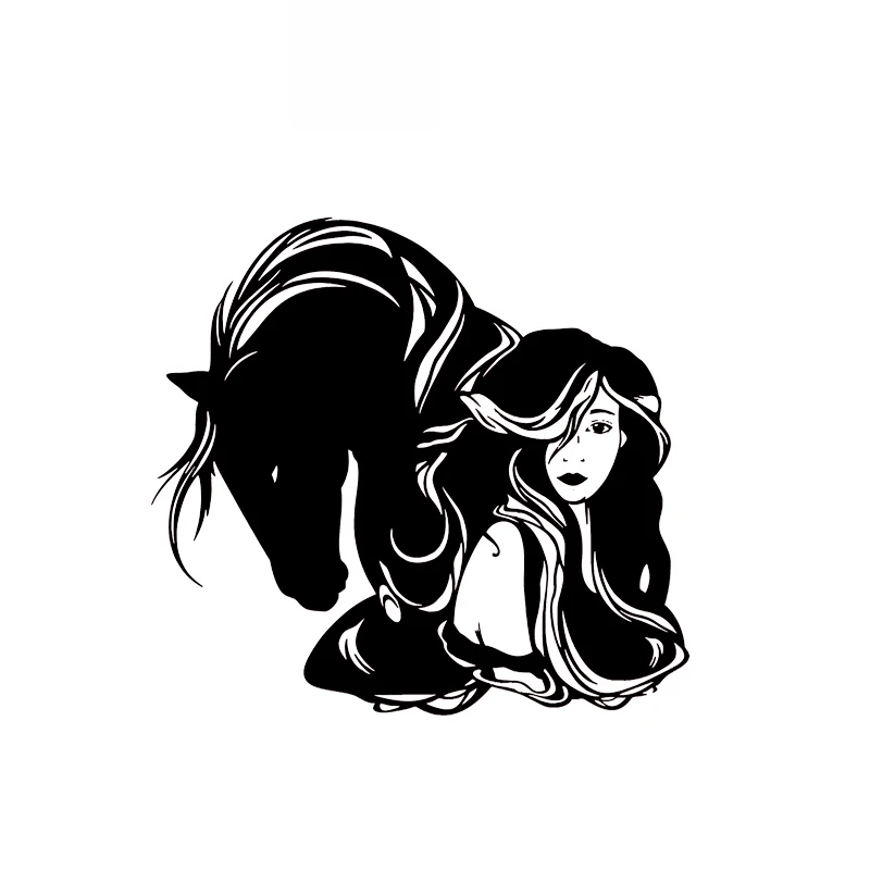 Автомобильная наклейка искусство лошадь и сексуальная девушка фантазийный