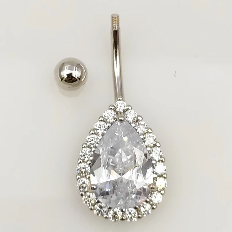 Стержни для пупка из серебра 925 пробы кольцо пирсинг с прозрачными фианитами