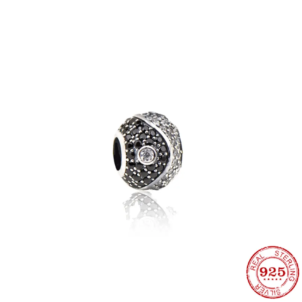 

Fit Original Pandora charms bracelet beads S925 sterling silver Classic white and black beads women's popular jewelry