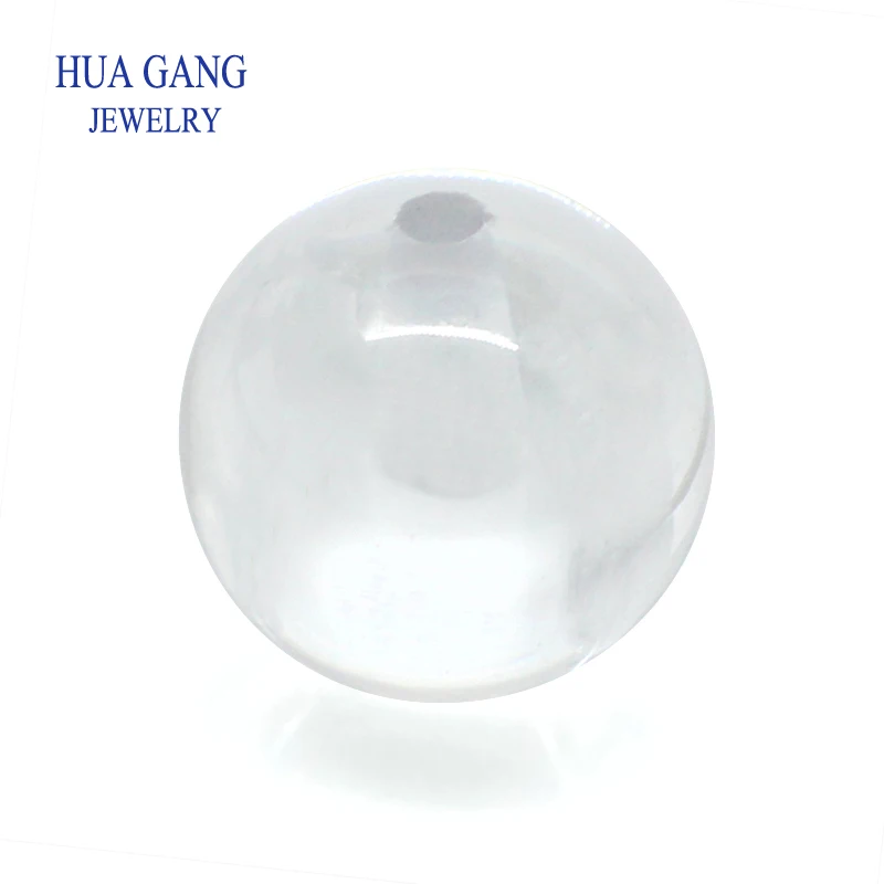 

White Stone Round Cubic Zirconia Beads With Hole Cabochon Cut Synthetic Gems For DIY Bracelet Necklace For Jewelry Making