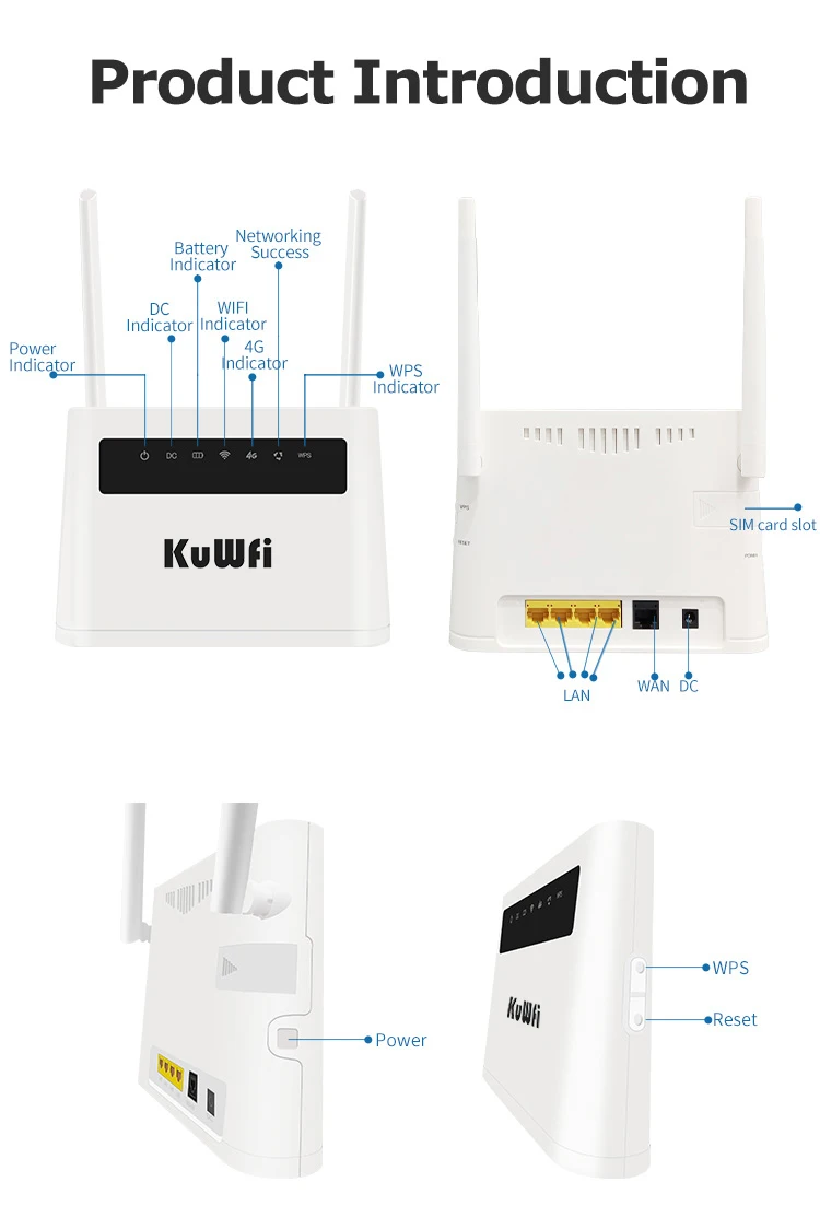 KuWFi 4G маршрутизатор разблокирован sim карта Wifi CAT4 150 Мбит/с Встроенный аккумулятор