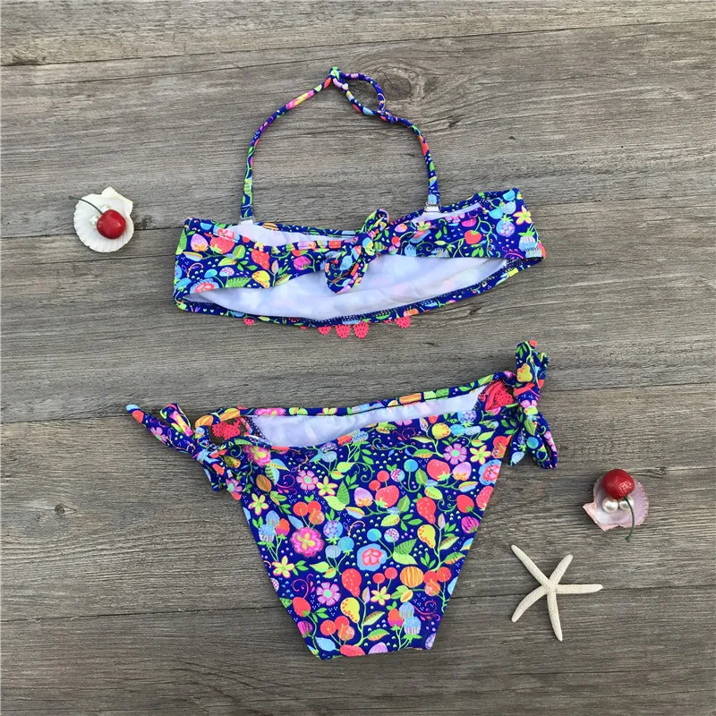 Бикини для девочек 2020 детский купальник 2 предмета бандаж с принтом бикини