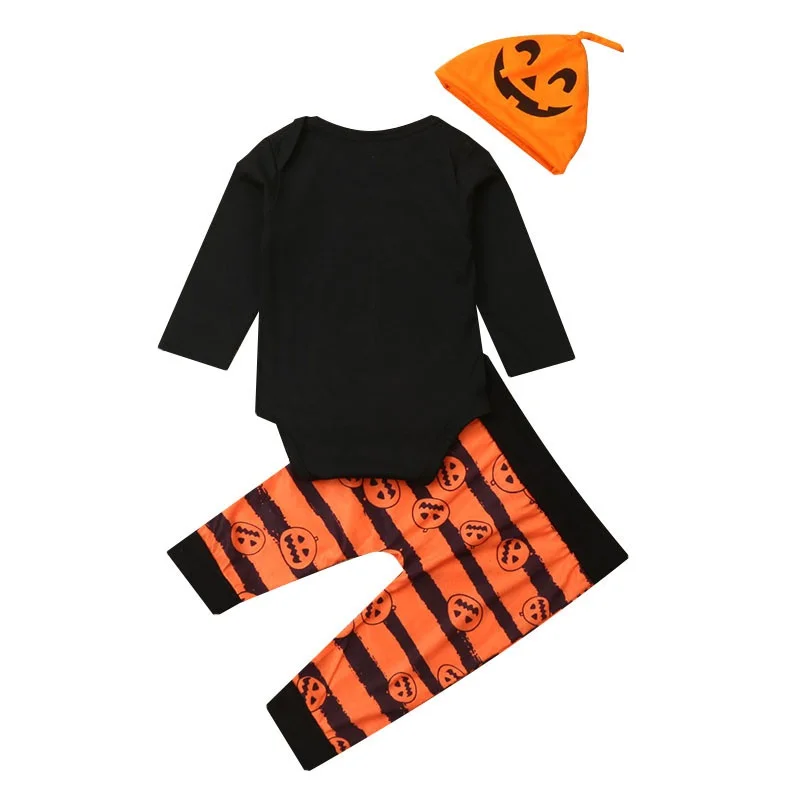 Baby Boy Girl Long Sleeve Halloween Pumpkin Print Romper Tops Trousers Hat Outfits Clothes | Детская одежда и обувь