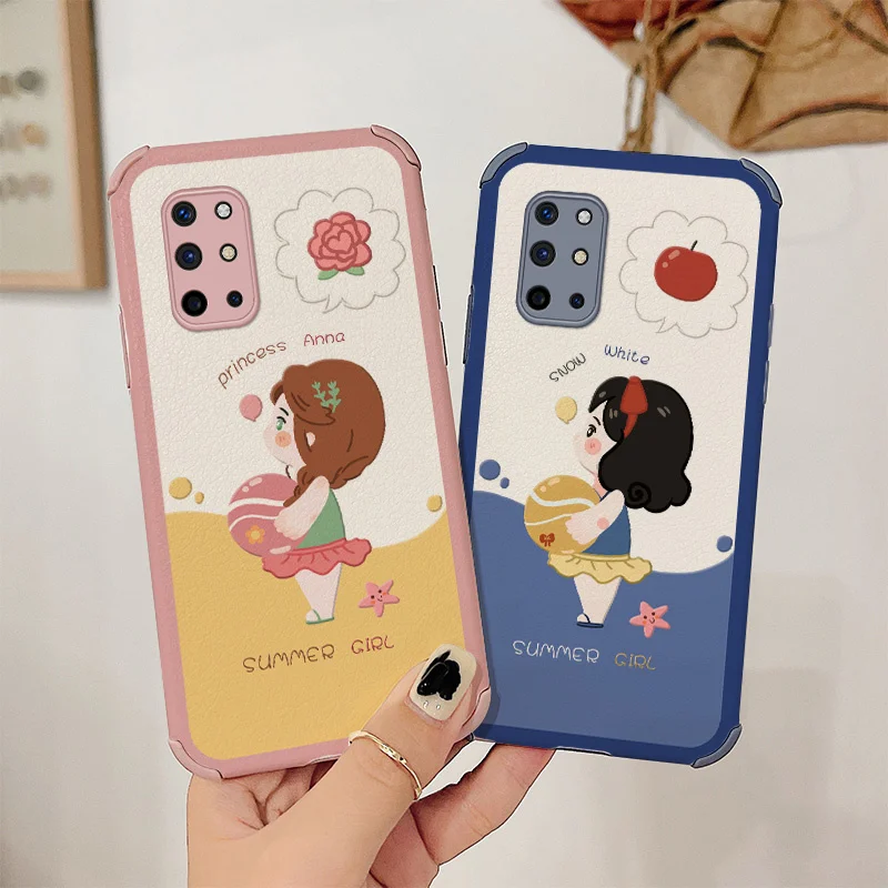 

Beach Girl Phone Case For Oneplus 9 9pro 8t 8 8pro Four Corners Stick Leather Cover