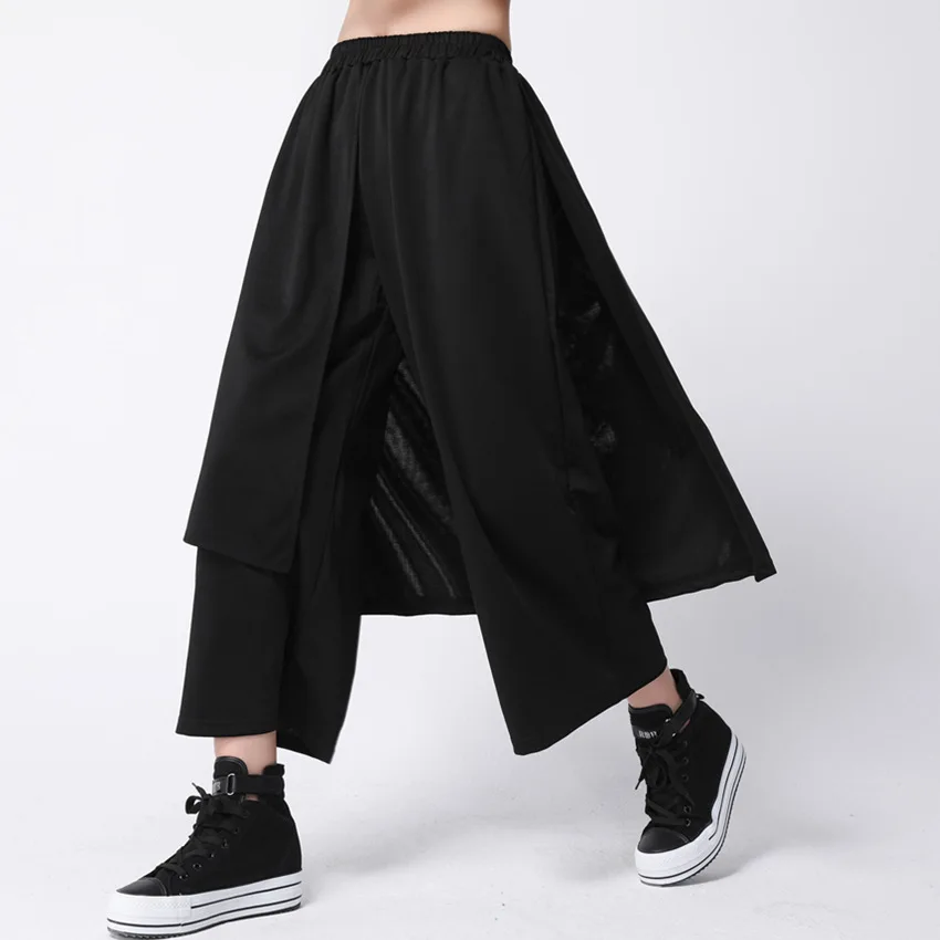 

New European Solid Loose Elastic Waist Casual Harem Ankle Length Pants Women Punk Baggy Pants Streetwear Fashion Trousers