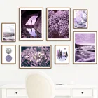 Сиреневая лаванда фиолетовый абстрактный пейзаж настенная Картина на холсте скандинавские постеры и принты настенные картины для декора гостиной