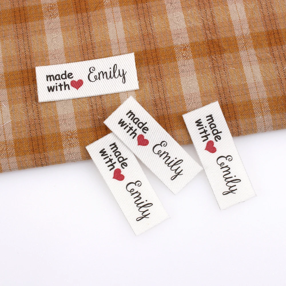 

112 Ironing Labels, Personalized Tags, Custom Design, Clothing,100% Cotton, Name, Washable, With Love, Logo or Text (TB5371)
