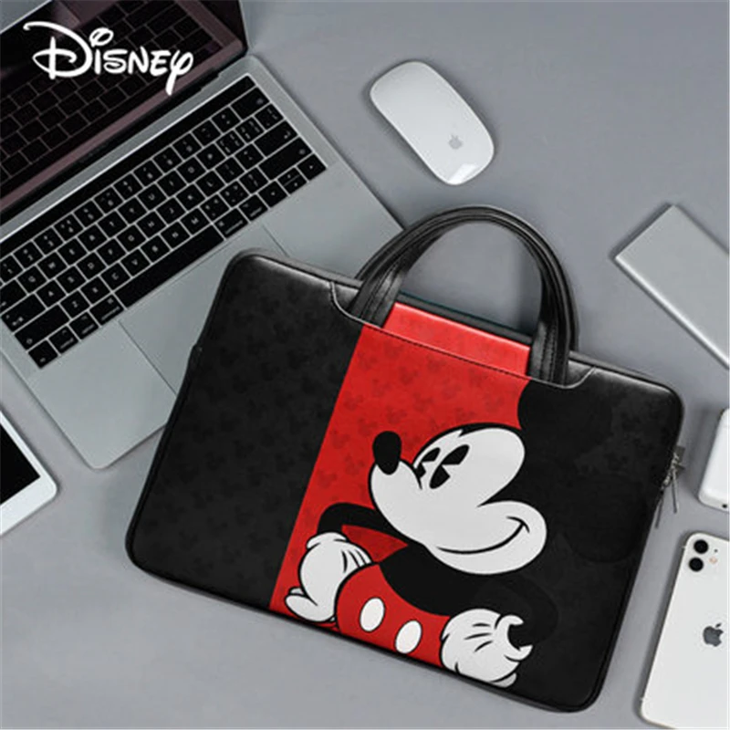 disney mickey fashion pvc leather laptop bags for women 14 15 15 6 inch for macbook air casual portable waterproof notebook bag free global shipping