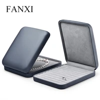 fanxi jewelry box ring display case pu leather necklace storage box with microfiber jewelry organizer box chain packaging box