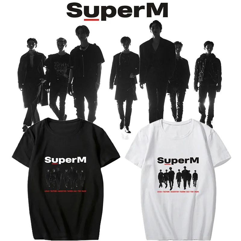 K pop SuperM BAEKHYUN KAI Taeyong Taemin Mark Lucas десять футболок с коротким рукавом Kpop Летняя