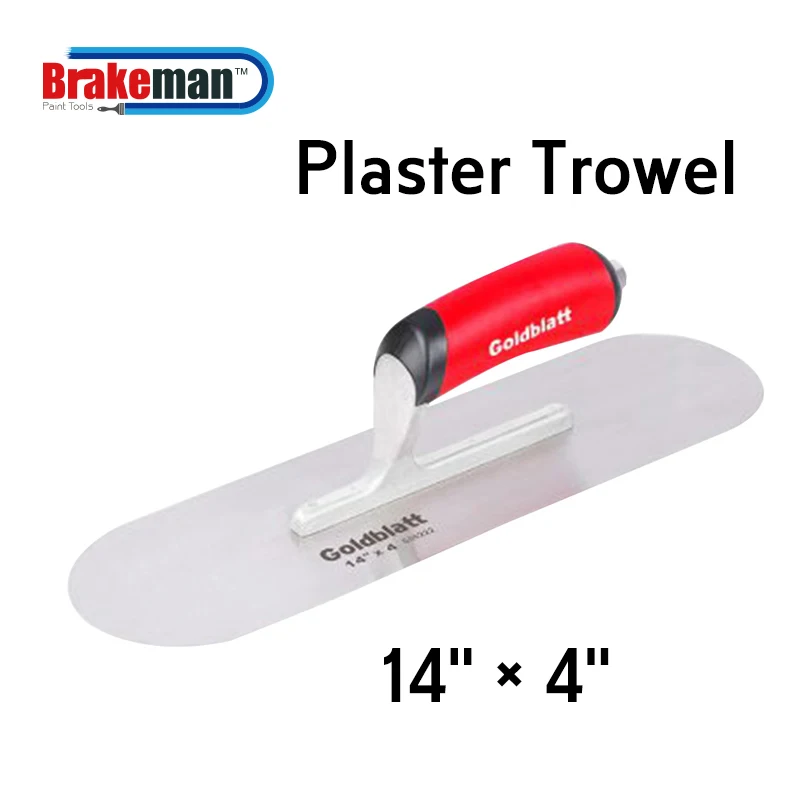 BRAKEMAN 14 x4inch Stainless Steel Bricklaying Plaster Trowel Flat DIY Construction Drywall Tool Soft Grip Handle Finish Trowel