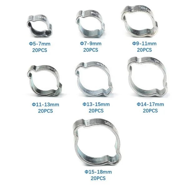 140 шт. оцинкованные двойные зажимы для шланга с контейнером хранения|Наборы гаек