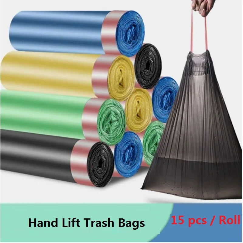 

Random Color Portable Hand Lift Trash Bags Degradable Thicken, with Handle, for Car Family Bedroom 50 cm x 45 cm, 15 pcs / Roll