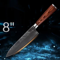 8 inch damascus japanese stainless steel kitchen knife black red wooden handle kitchen tool professional gift box ns h5