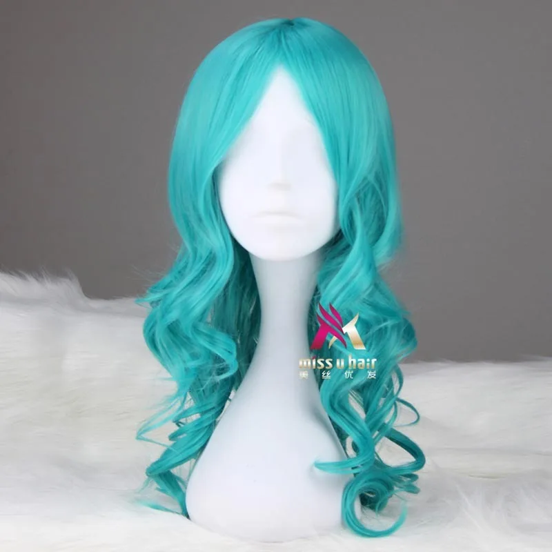 Длинные волнистые синтетические волосы зеленый цвет Sailor Moon Neptune Kaiou Michiru для
