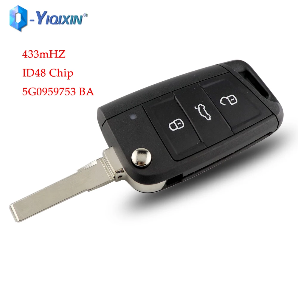 YIQIXIN Smart Smart Flip Key pieghevole Fob per VW Golf 7 GTI MK7 Jetta Skoda Octavia A7 Superb Touran 3 pulsanti 433Mhz ID48