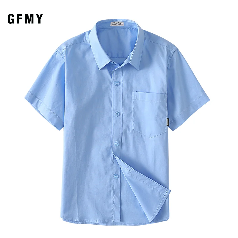 GFMY Summer Shirts Clothes Boys Shorts Sleeve Shirt Thin Solid Color Tops Tees Child Cotton Blouses Kids Clothing