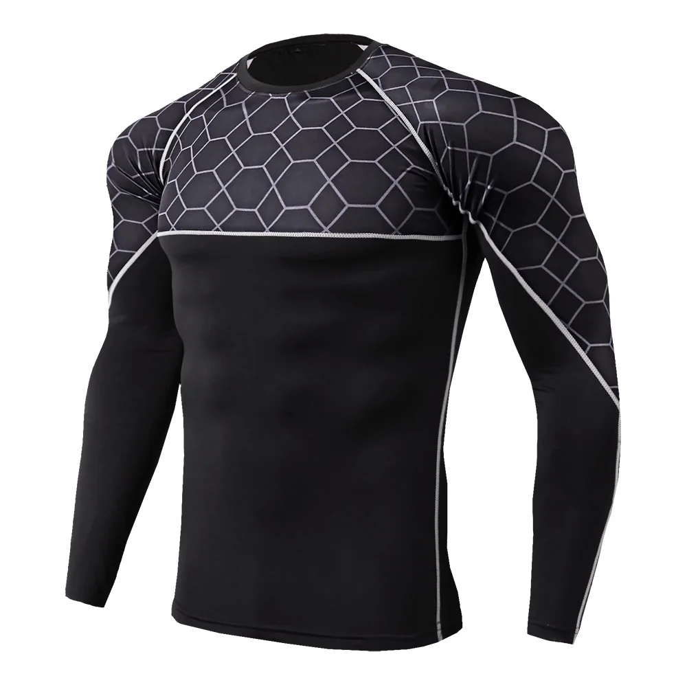 

Running Men Compression T Shirt Fitness Tight Long Sleeve Sport Tshirt Training Jogging Shirts Gym Sportswear Quick Dry Rashgard
