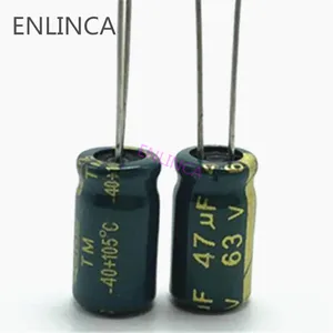 Высокочастотный алюминиевый электролитический конденсатор Q07 с низким сопротивлением 63 в 47 мкФ, 20 шт.лот, Размер 6*12 мм 47 мкФ 20%