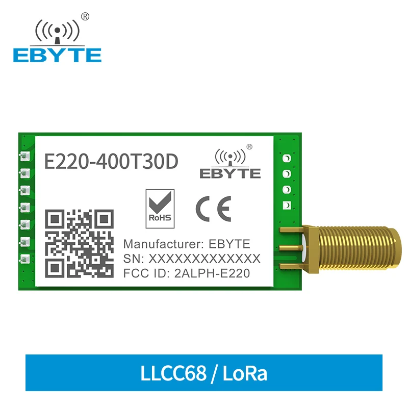 

LoRa LLCC68 433MHz Wireless Module 470MHz 30dBm Long Range 10km RSSI EBYTE E220-400T30D SMA-K DIP UART Transmitter Receiver