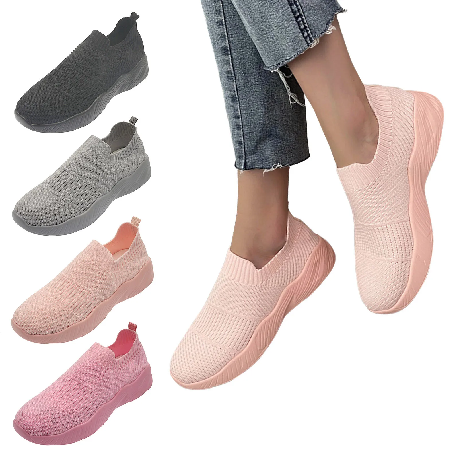 

Кроссовки женские, дышащие, сетчатые, слипоны, повседневные, для фитнеса, бега, спортивные кроссовки, обувь для улицы