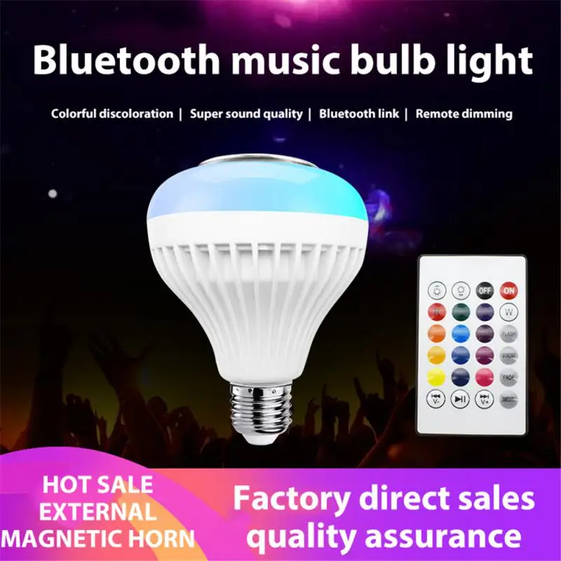 

E27 Smart RGB RGBW Wireless Bluetooth Speaker Bulb 12W LED Lamp Light Music Player Dimmable Audio 24 Keys Remote Controller