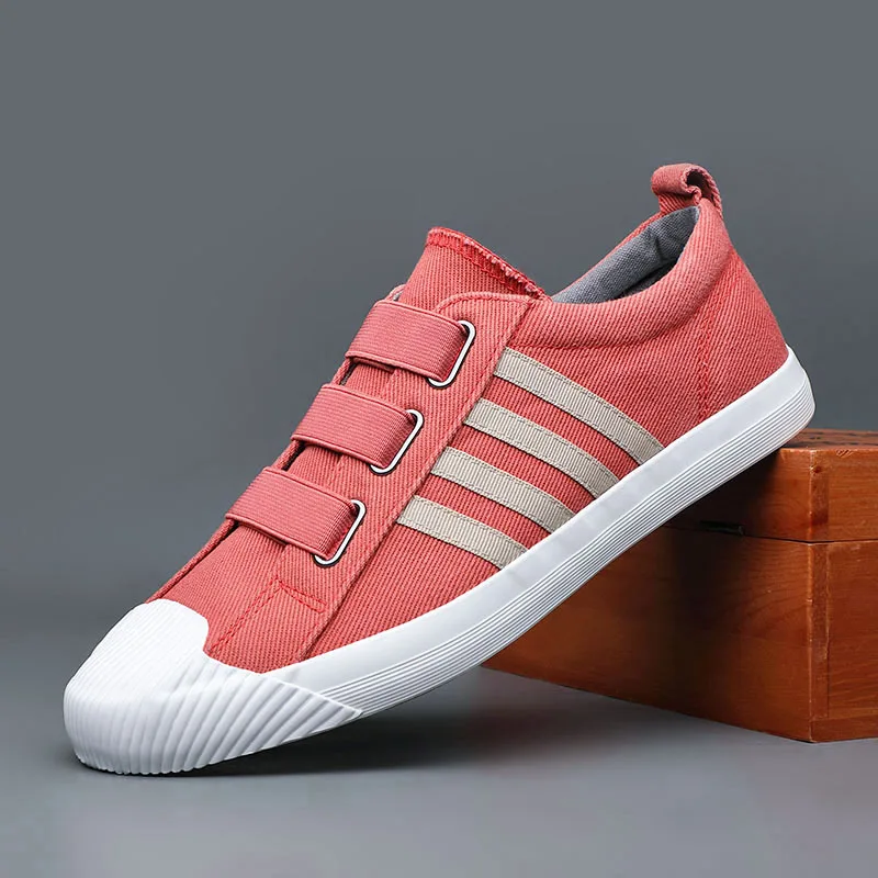 

Ventilation Simple Joker Canvas Shoes Men Summer Breathable Elastic Band Lazy Loafers Spring/Autumn Sewing Designer Flats S21096