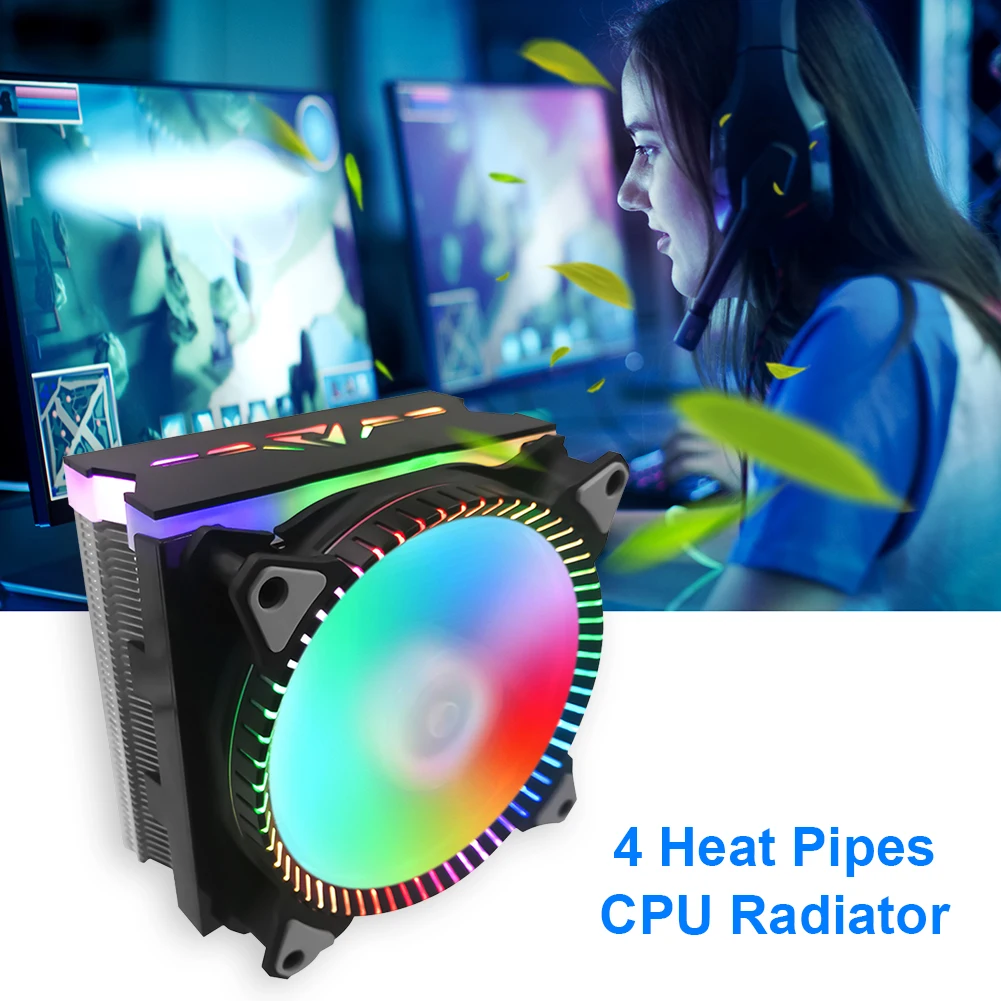 

Cpu radiator T400iCPU Air Cooler 4 Copper Heatpipes 120mm RGB Fan Single Tower CPU Cooler for AMD LGA 1150 1151 1156 775 1366