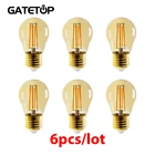 Лампа накаливания Эдисона 4w G45 Ретро E27 Bombillas 220v винтажная лампа 6 шт.лот 2700k золото Стекло внутреннее украшение