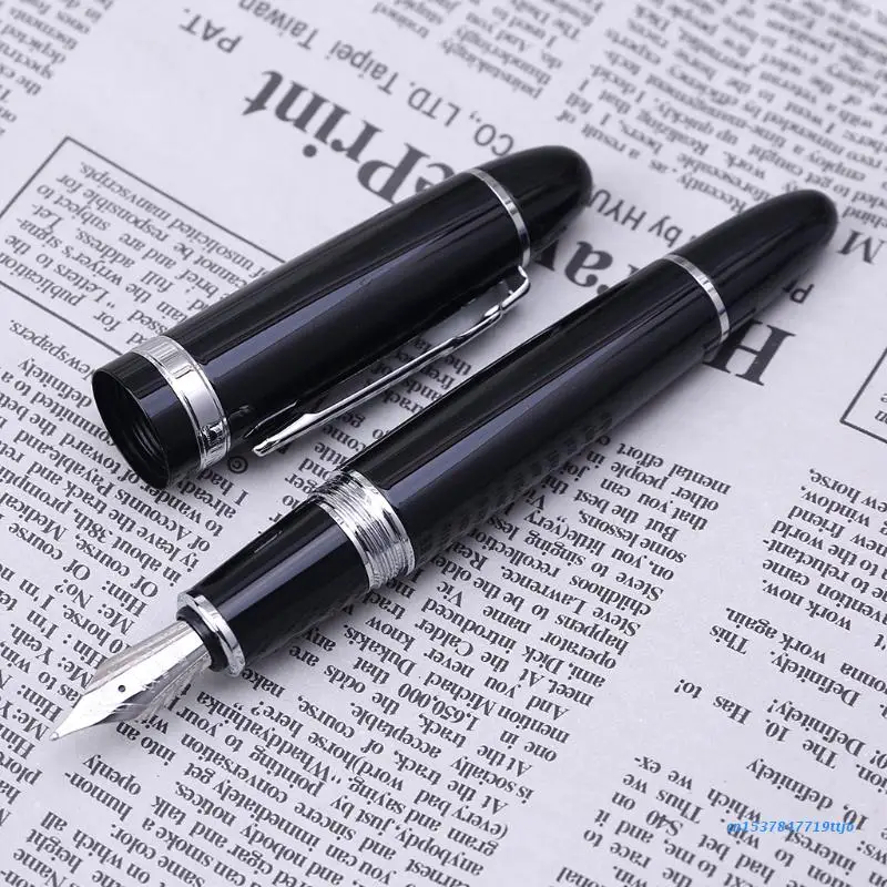 

583D New Jinhao 159 Black And Silver M Nib Fountain Pen Thick