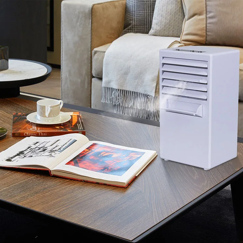 

Mini Portable Cooler Fan Small Desktop Cooling fan Compact Misting Humidifier Multifunctional Desktop Silent Air conditioner