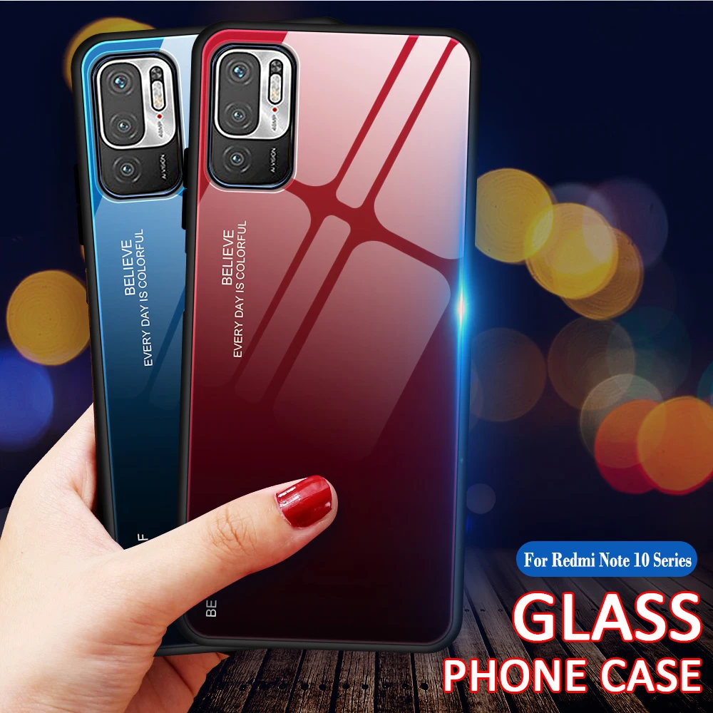 Tempered Glass Phone Case For Xiaomi Redmi Note 10 Pro Max 11 Pro Plus Hard Protective Glass Case For Redmi Note 10 10pro Cover