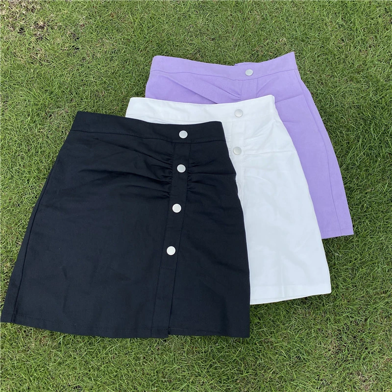 

Летняя Однотонная юбка А-силуэта с высокой талией, женская уличная сумка, повседневная юбка на бедрах, модная Милая Короткая мини-юбка на пу...