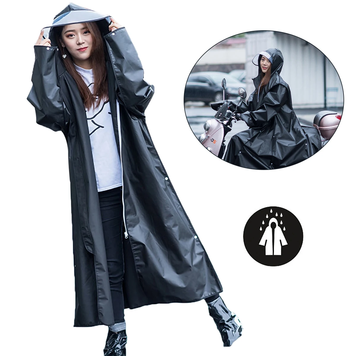 

1PC Rain Coat EVA Reusable Rain Poncho Jacket with Hood for Concerts Cycling Camping