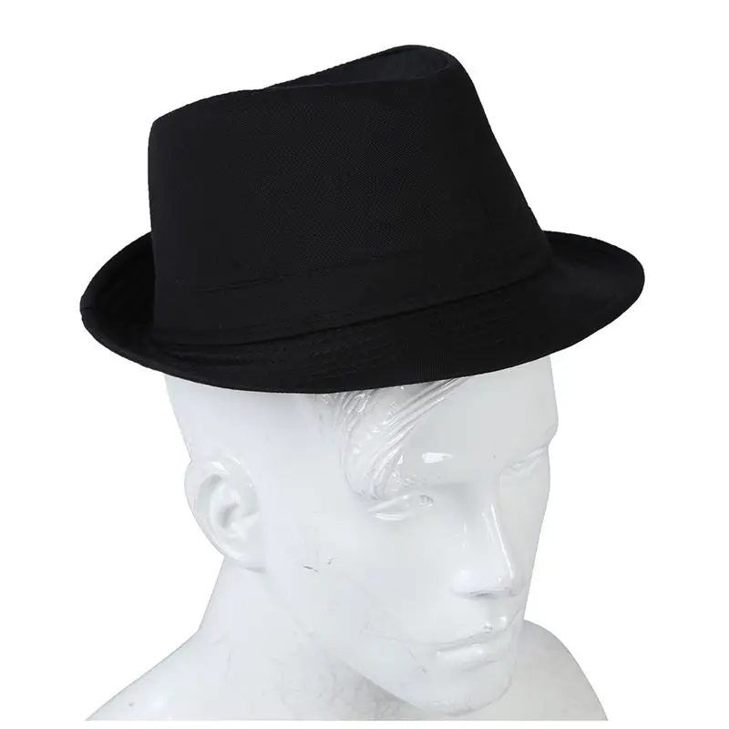 Black Fedora Plain Hat Outfit Accessory For Gangster Fancy Dress images - 6