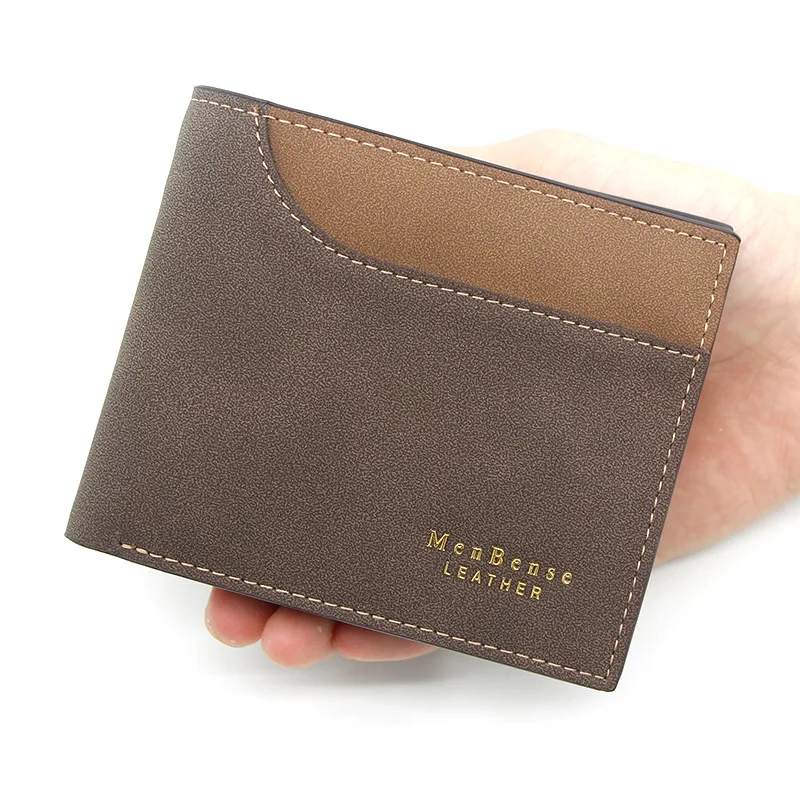 

2021 New Leather Men's Wallet Short Hot Sale Retro Multi-card Short Wallet Multifunctional Frosted bronzing pu Waterproof Wallet