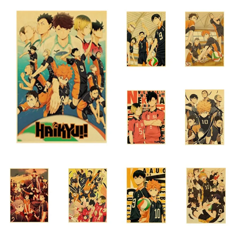 Купите 3 и получите 4 постера Haikyuu Постер для волейбола мальчика винтажный постер