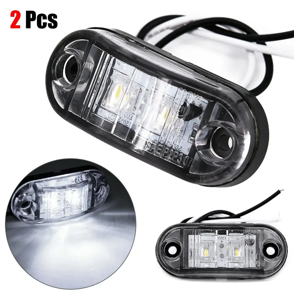 

2Pcs LED Side Marker Lights Car External Lights Warning Tail Light Auto Trailer Truck Lorry Lamps White Color