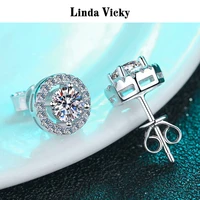 linda vicky 0 5ct diamond test pass moissanite earrings fashion women senior gift 100 moissanite rhodium plated 925 silver stud