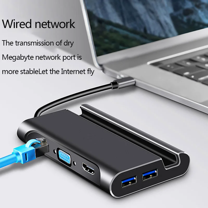 Док станция USB C типа c hdmi 3 0 HDMI VGA RJ45 Hub для ноутбука Macbook Pro HP DELL Surface Lenovo Samsung dex