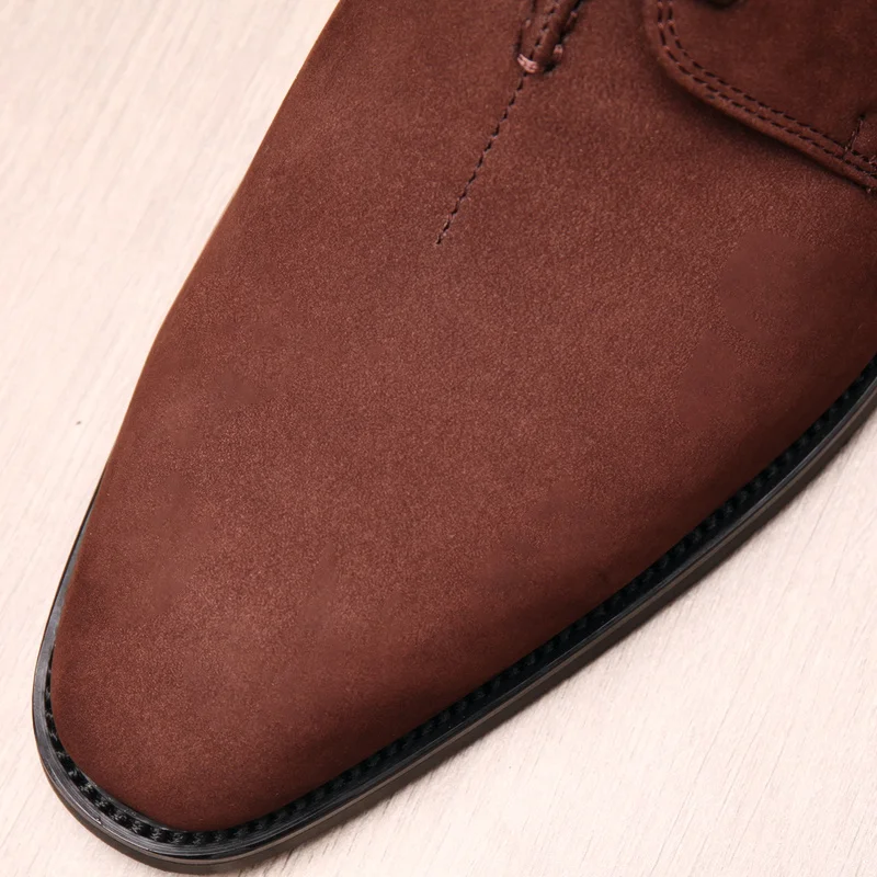 

Large Size EUR45 Pointed Toe Black / Deep Brown Mens Casual Business Shoes Nubuck Leather Outdoor Shoes