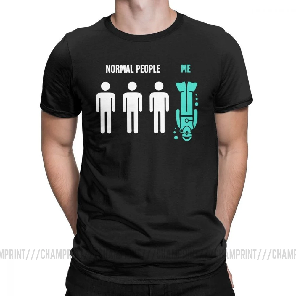 Мужские Забавные футболки для дайвинга с надписью Normal People Me, Спортивная футболка для дайвинга, дайвинга, подводного плавания, хлопковые топы, футболка с коротким рукавом - Цвет: Черный